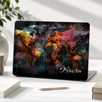 Personalized Graffiti World Map MacBook Case, Custom Name Hard Shell Cover