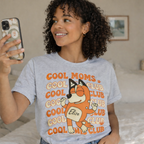 Personalized Gray Heathers Dog Mom Shirt with Custom Pet Name Elise, Cool Moms Club Retro Apparel, High Quality Screen Printed Graphic Tee, Gift Idea for Dog Owners, Bluey Inspired Design, Comfort Colors Grey T-shirt, TrioAuraDesign.