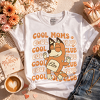Personalized Cool Moms Club Shirt with Custom Pet Name Elise, White Gildan 5000 T-shirt, Bluey Inspired Dog Mom Gift, Custom Mother's Day Apparel, Retro Aesthetic Pet Owner Tee, TrioAuraDesign Exclusive