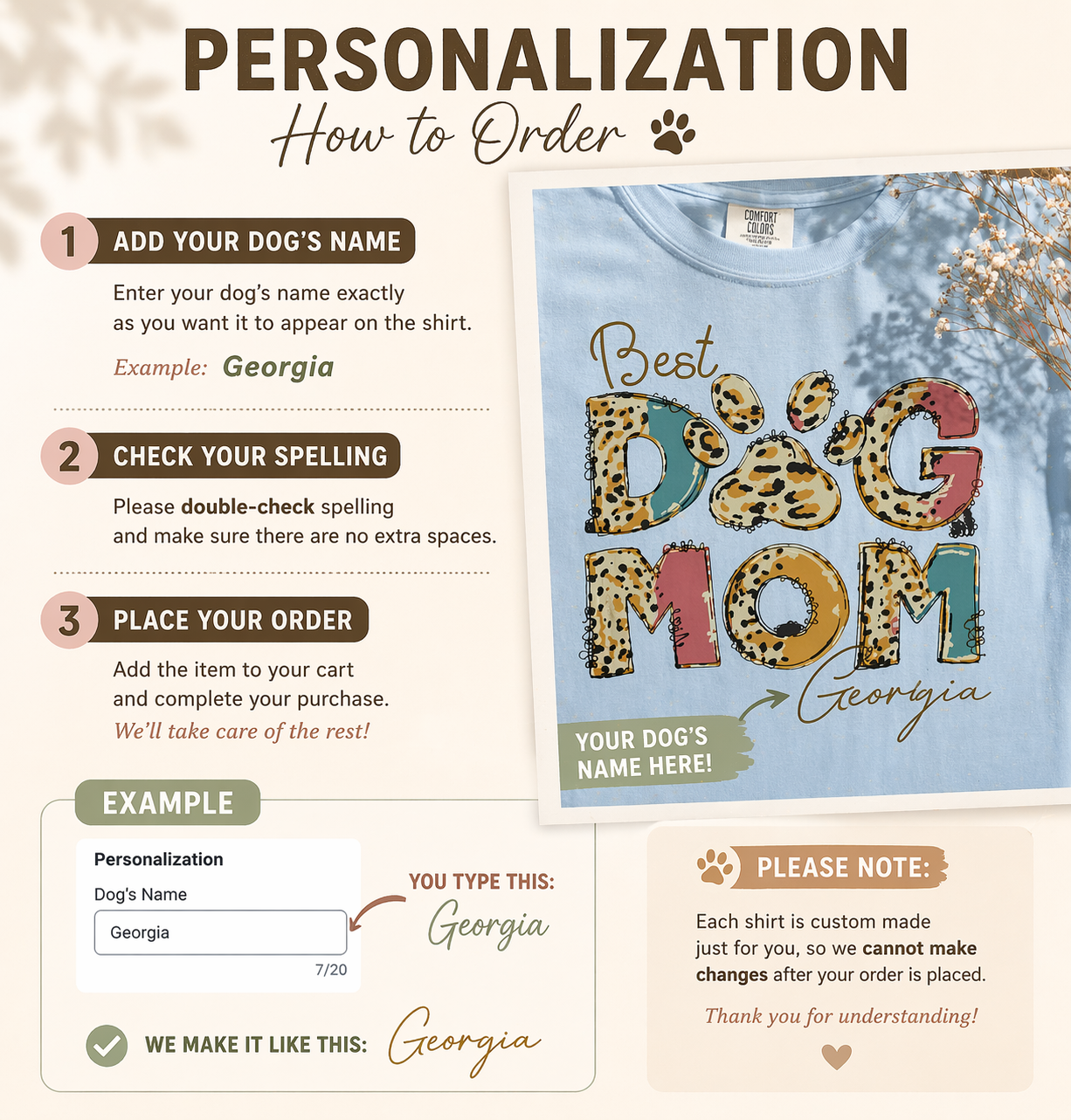 Personalized 'Best Dog Mom' Leopard Print T-Shirt | Custom Dog Name Graphic Tee