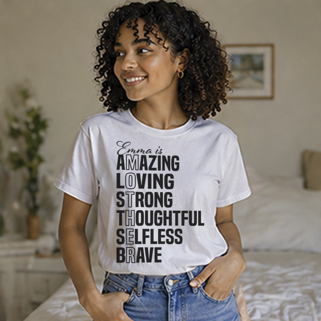 Personalized Name Shirt for Women — Custom Acrostic Tee with Positive Words | Gift for Her, Mom, Best Friend