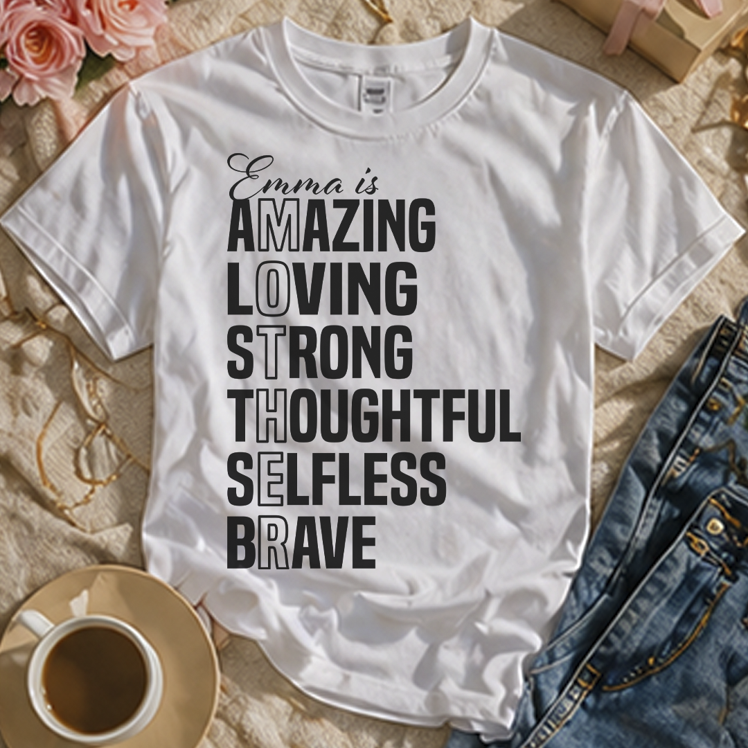 Personalized Name Shirt for Women — Custom Acrostic Tee with Positive Words | Gift for Her, Mom, Best Friend