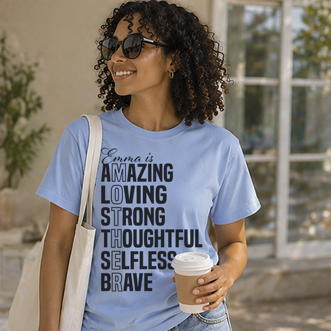 Personalized Name Shirt for Women — Custom Acrostic Tee with Positive Words | Gift for Her, Mom, Best Friend