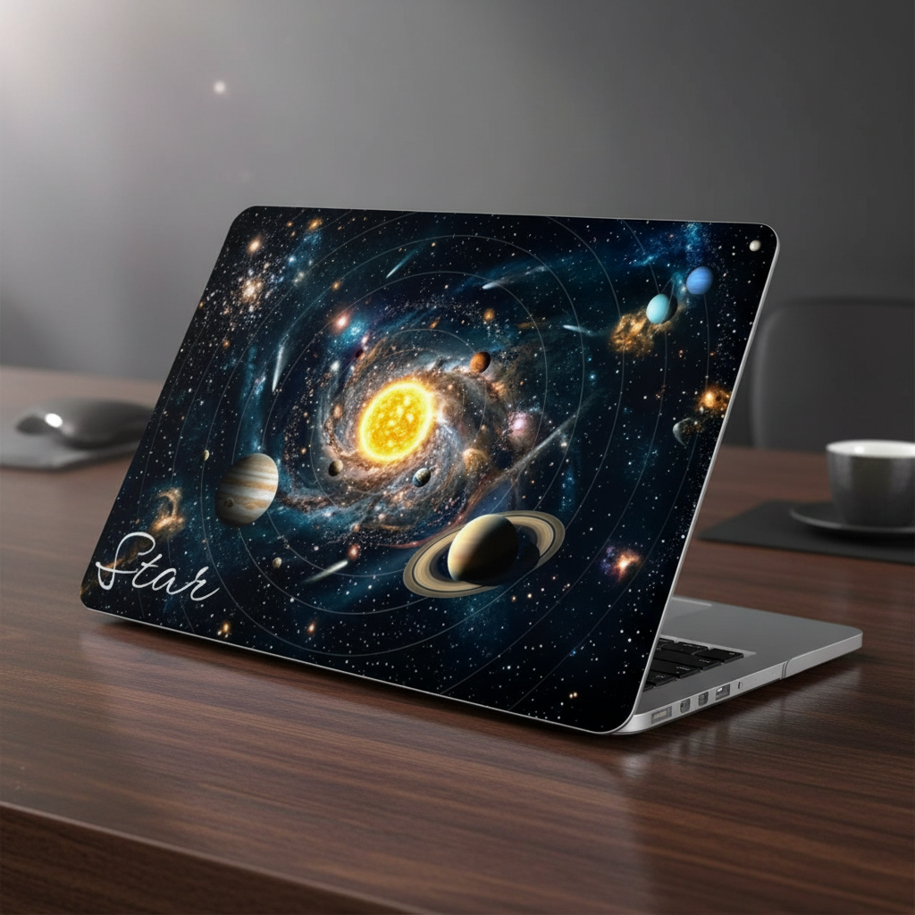 3D Solar System MacBook Case | Personalized Name Galaxy Space Case | MacBook Air & Pro