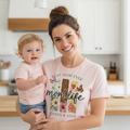 Boho Mom Life T-Shirt | Retro Leopard Floral "Chaos & Love" Mom Tee