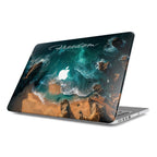 Personalized ocean MacBook case with Apple logo cutout option, custom Freedom script hard shell cover for MacBook Air and Pro
