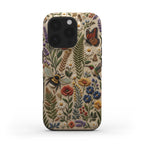 Embroidery Effect iPhone Case, Botanical Wildflower MagSafe Tough Case