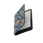 Stained glass effect hummingbird Kindle cover opened over Kindle Paperwhite screen